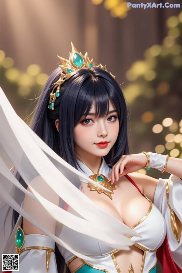 Hentai - Under the Radiance of Celestial Grace Set.2 20250124 Part 3 No.d1339d A woman in a white dress with a crown on her head.