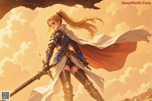 A woman in armor is posing for a picture.