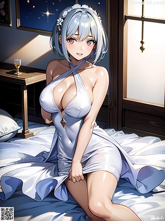 Hentai - 华彩繁花 Set 1 20230602 Part 28 No.bcfd73 A woman in a white dress sitting on a bed.