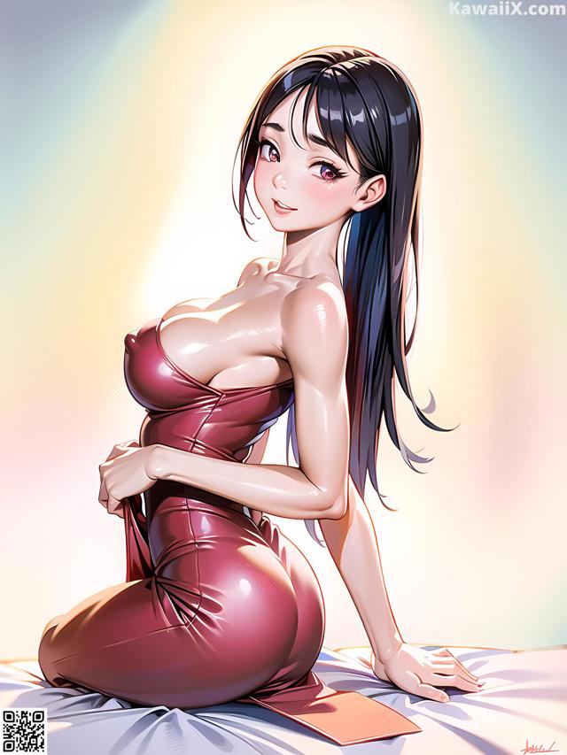 Hentai - 华彩繁花 Set 1 20230602 Part 27 No.fa42bf A woman in a red dress sitting on a bed.