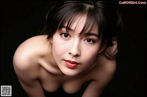 A woman with long black hair wearing a brown coat.