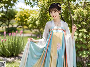 A woman in a white robe is posing for a picture.