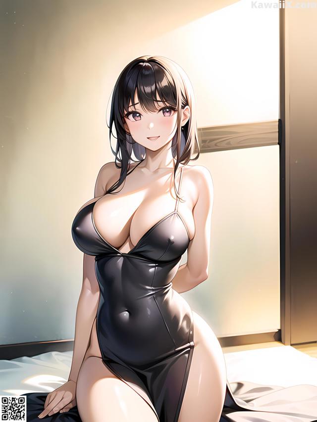 Hentai - 华彩繁花 Set 1 20230602 Part 26 No.29159f A woman in a black bathing suit sitting on a bed.